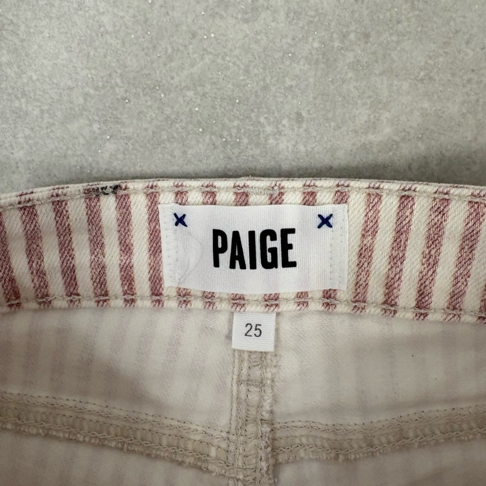 Paige Nellie Culotte Cropped Wide Leg Jeans in Blossom Pink Stripe Size 25 - Picture 3 of 8